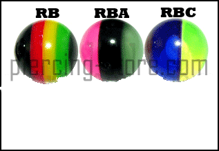 uvb008 Piercing Acryl Kugel Rasta Farben Verschluss 1.6mm Schraubkugel