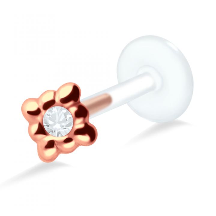 PTFE Tragus Labret Kristalldesign silber schwarz goldfarbig roségoldfarbig