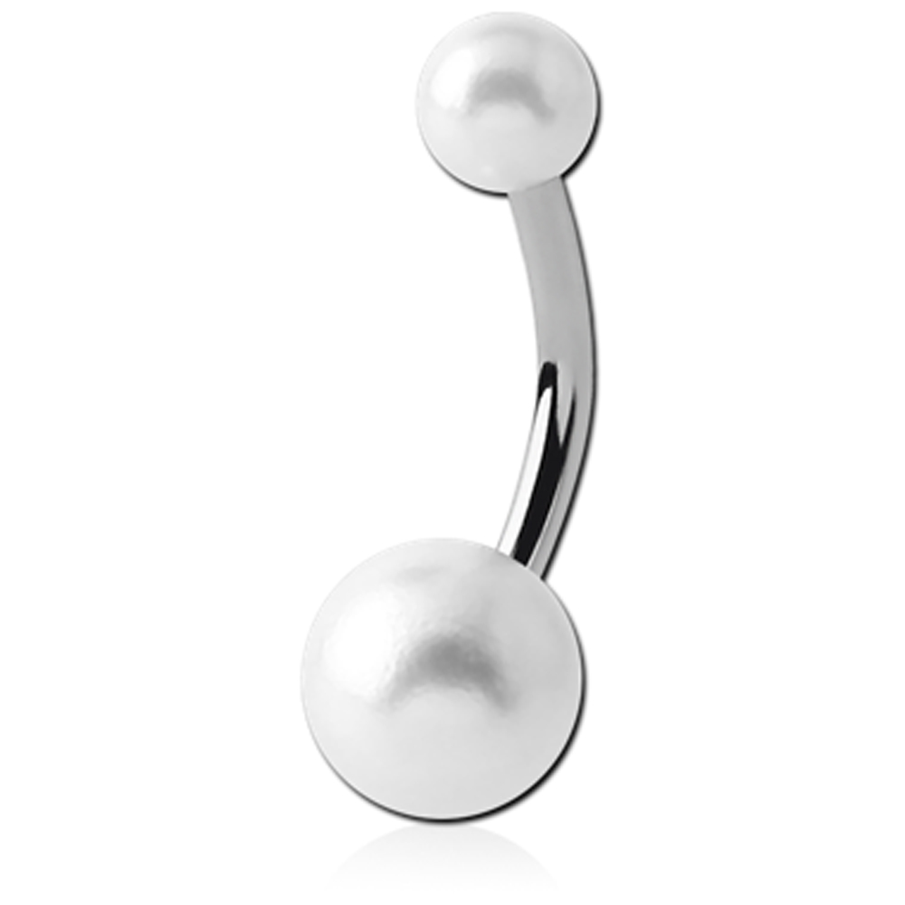 Piercing Titan Mini Bananabell mit synthetischen 4mm+6mm-Perlen Piercing Titan Mini Bananabell mit synthetischen 4mm+6mm-Perlen