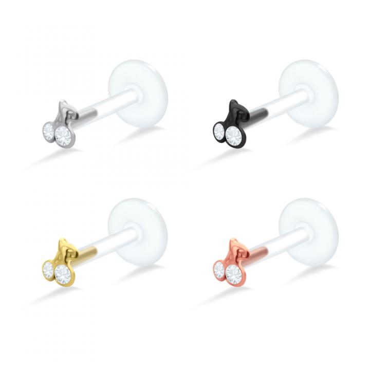 PTFE Tragus Labret Kirsche silber schwarz goldfarbig roségoldfarbig