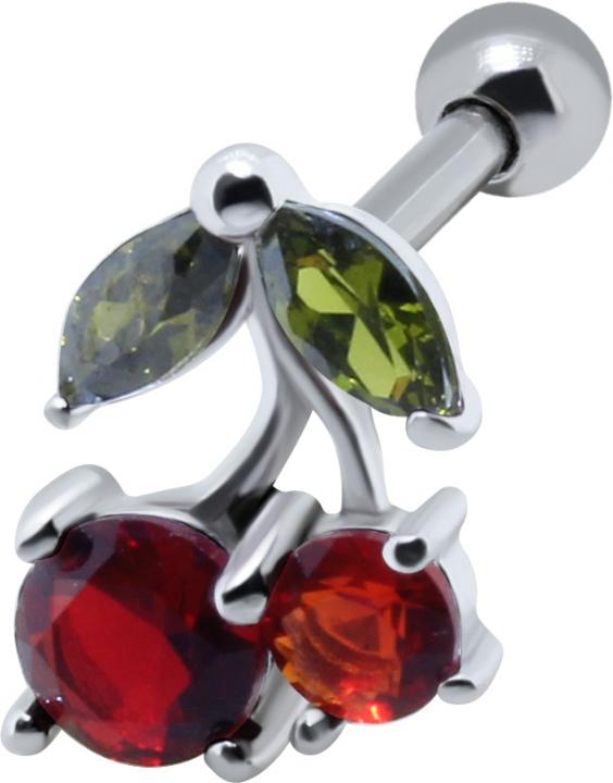 Helix Tragus Piercing Kirsche Kristall rot grün Barbell Ohr Schmuck