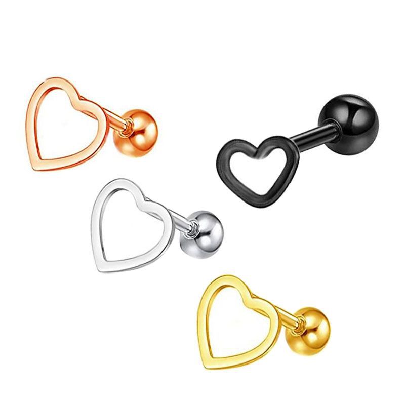 Helix Tragus Piercing Chirurgenstahl 316L mit Herz silberfarbig goldfarbig roségoldfarbig schwarz rainbow