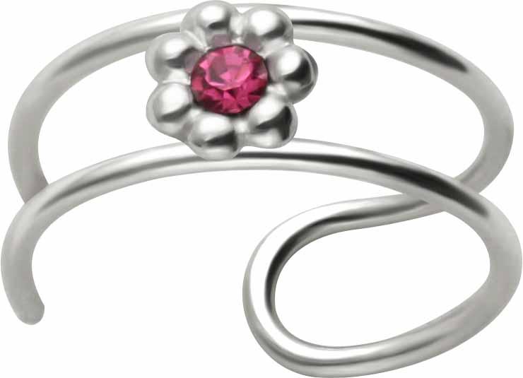 Ohrklemme Kristall Blume Pink 925er Silber Fake Ohr Piercing