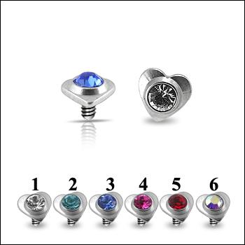 blos273 Dermal Anchor Aufsatz Herz mit 3mm-Kristall