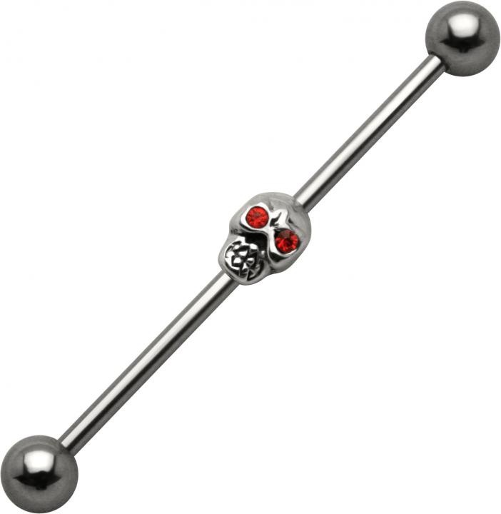 Industrial Piercing Totenkopf Motiv Stahl Barbell Ohr Schmuck