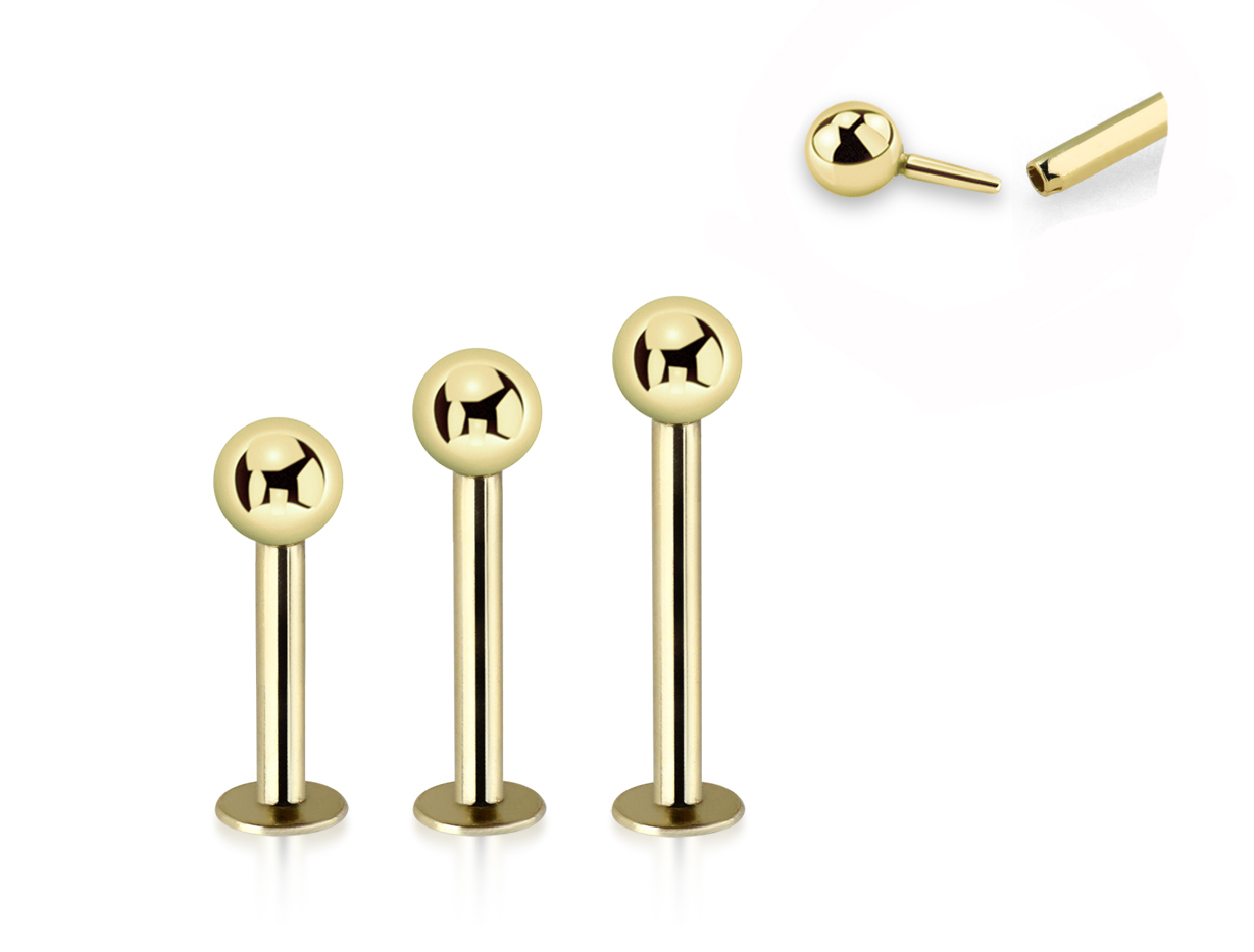 🦚 Piercing Labret Stecker 14karat Gold Gelbgold 3mm-Kugel mit Geschenkbox 🦚 Piercing Labret Stecker 14karat Gold Gelbgold 3mm-Kugel mit Geschenkbox
