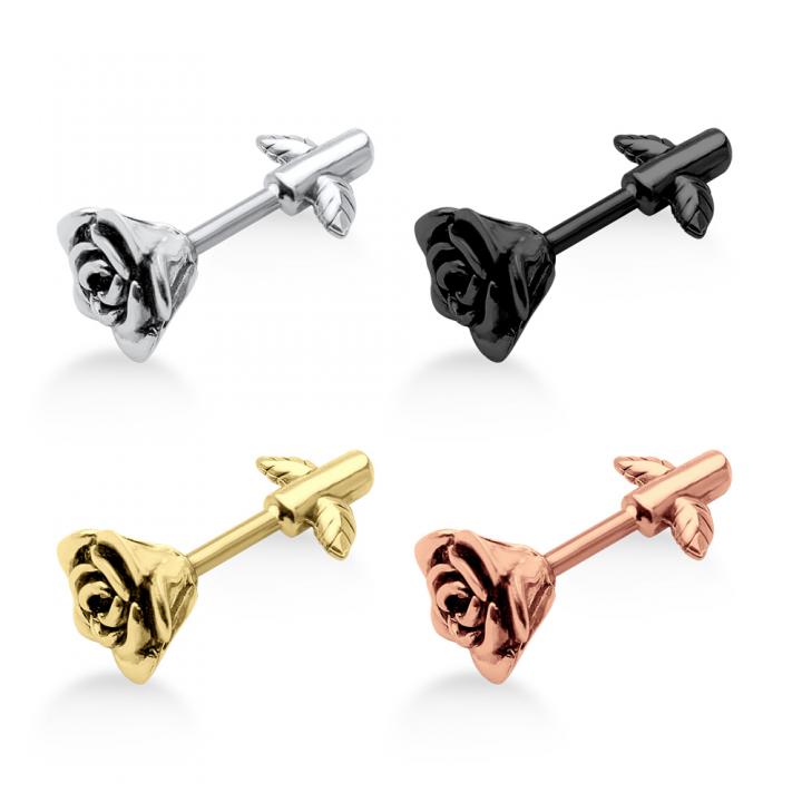 Helix Tragus Piercing Rose silberfarbig schwarz goldfarbig roségoldfarbig