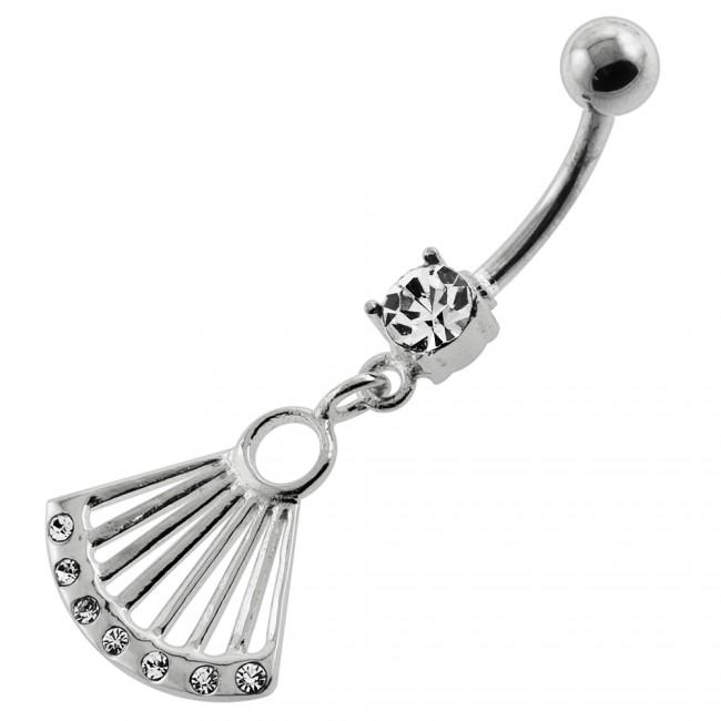 Bauchnabelpiercing Titan 925er Silber-Motiv Fächer