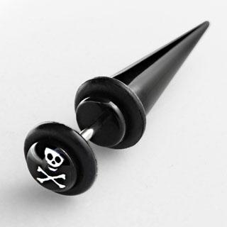 Fake Piercing Dehnungsstab schwarz Piraten Totenkopf Expander Taper