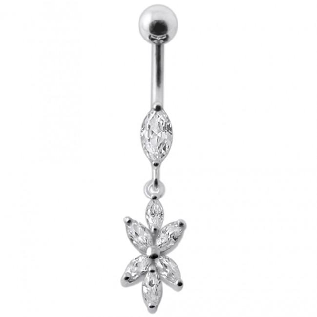 Bauchnabelpiercing Chirurgenstahl 925er Silber-Motiv Kristalldesign