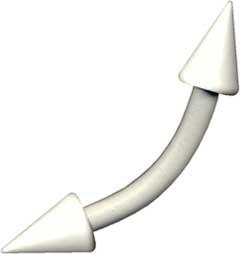 15009 Piercing Banane Weiss mit Spitzen Chirurgenstahl 1,2 / 1,6 mm