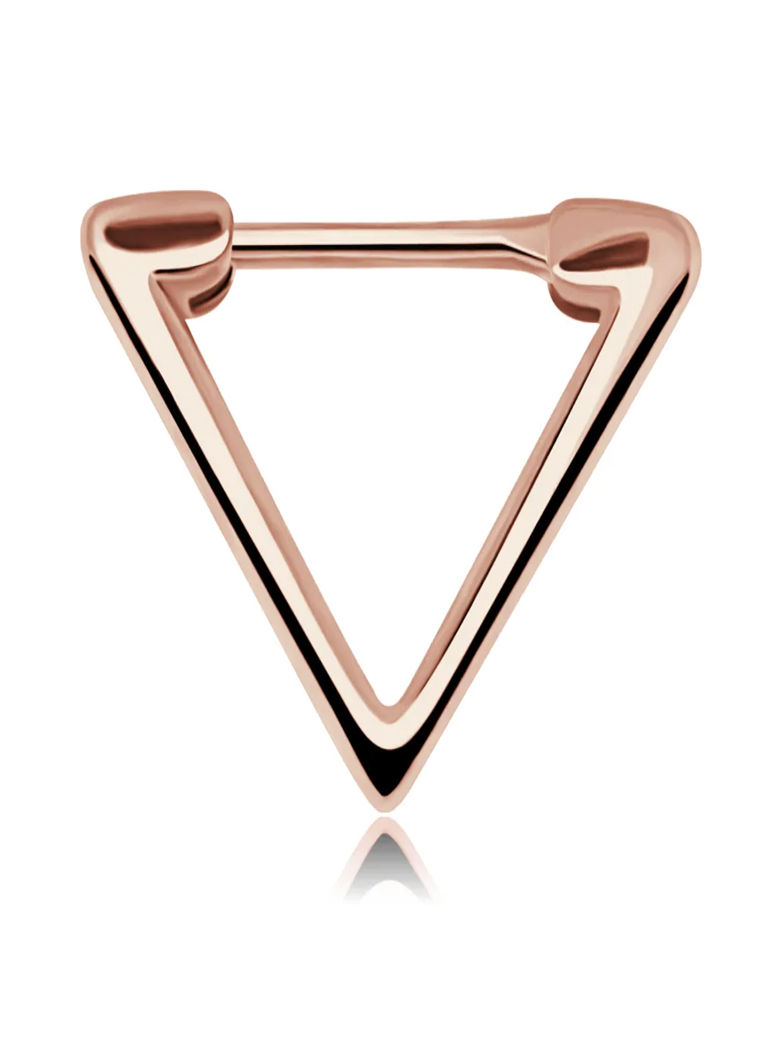 Nasenpiercing Septum Clicker aus roségoldfarbigem 925er Sterling Silber + Stab aus Chirurgenstahl 316L Dreieck