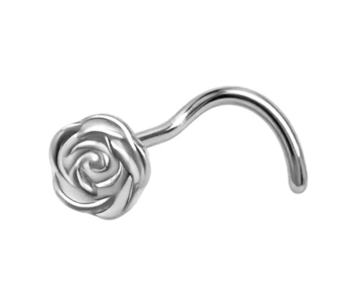 Nasenpiercing Spirale aus Titan mit Motiv Rose