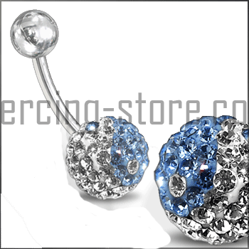Bauchnabelpiercing Multi Kristall Klar/Blau Stahl Banane