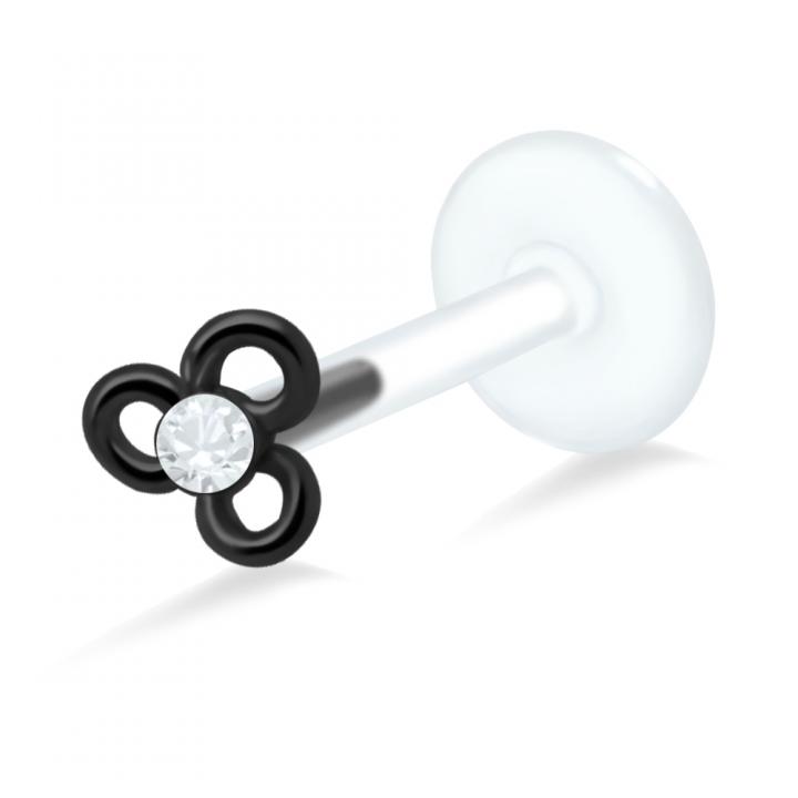 PTFE Tragus Labret Kristalldesign silber schwarz goldfarbig roségoldfarbig