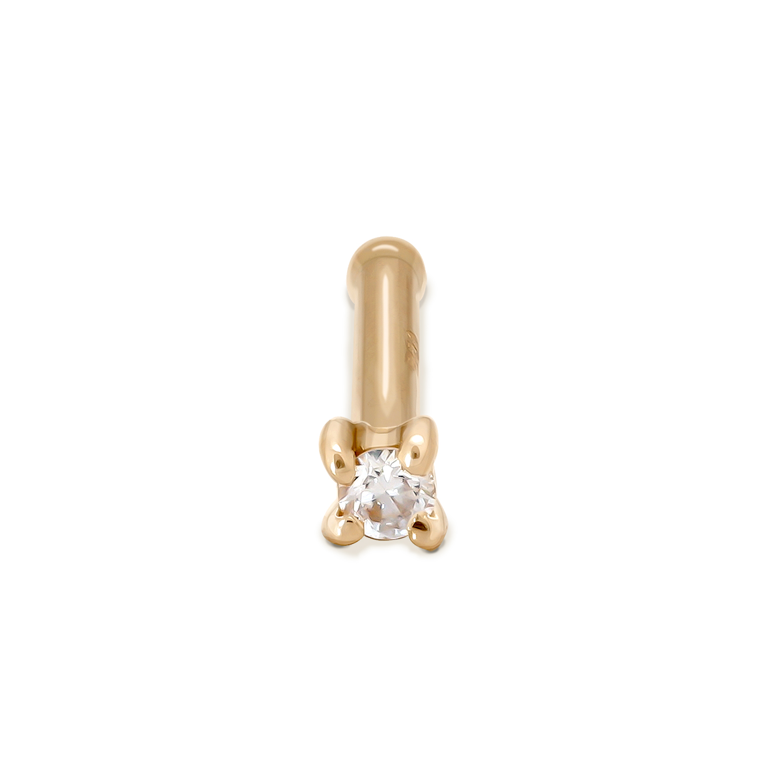 Exklusiver 18Karat Gelbgold Nasenstecker Pin mit DIAMANT  Stabstärke: 0.8mm