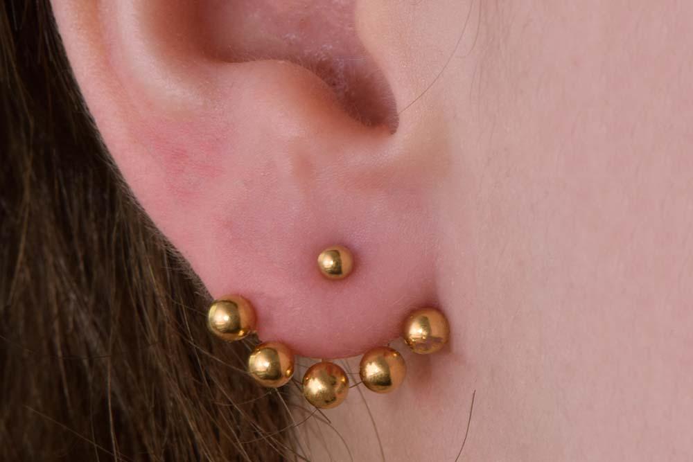 SO411b Helix Tragus Piercing silber schwarz gold rosé mit fünf Kugeln 1.2mm x 6mm