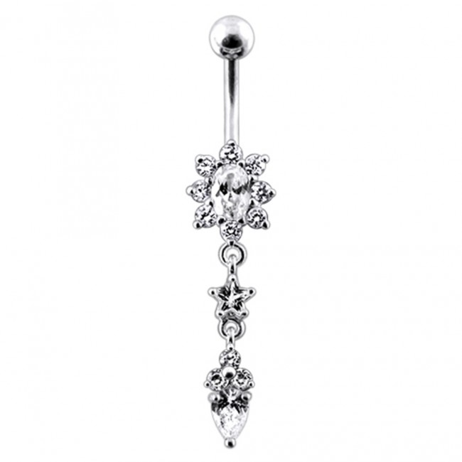 Bauchnabelpiercing Titan 925er Silber-Motiv Schmetterling mit Anhänger  8mm/10mm/12mm Stablänge