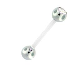 PTFE Piercing Barbell mit Swarovski-Kristallkugel Stahl 16 Farben