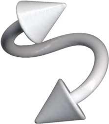 15017 Piercing Spirale Weiss mit Spitzen Stahl 1.2 / 1.6 mm Twister
