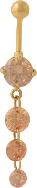 BSB282-GO-CH Bauchnabelpiercing Kristallkette Chirurgenstahl mit vergoldetem Brass-Design