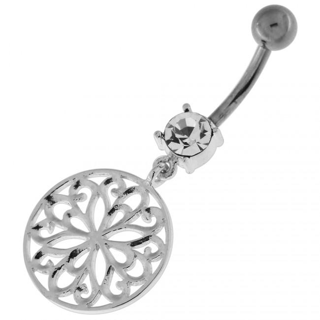 Bauchnabelpiercing Titan 925er Silber-Motiv Mandala