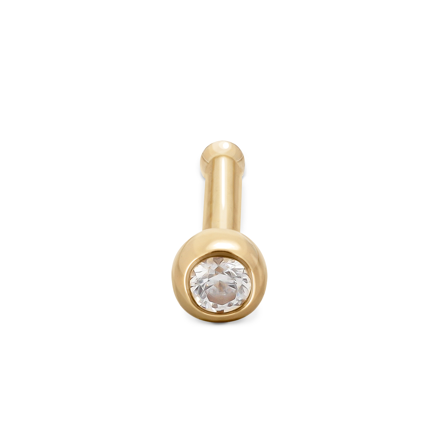 Exklusiver 18Karat Gelbgold Nasenstecker Pin 1.8mm-Kristall  Stabstärke: 0.8mm