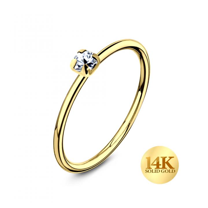🦚 Nasenring aus 14karat Gold Gelbgold mit 1.2mm-Kristall mit Geschenkbox 🦚 Nasenring aus 14karat Gold Gelbgold mit 1.2mm-Kristall mit Geschenkbox