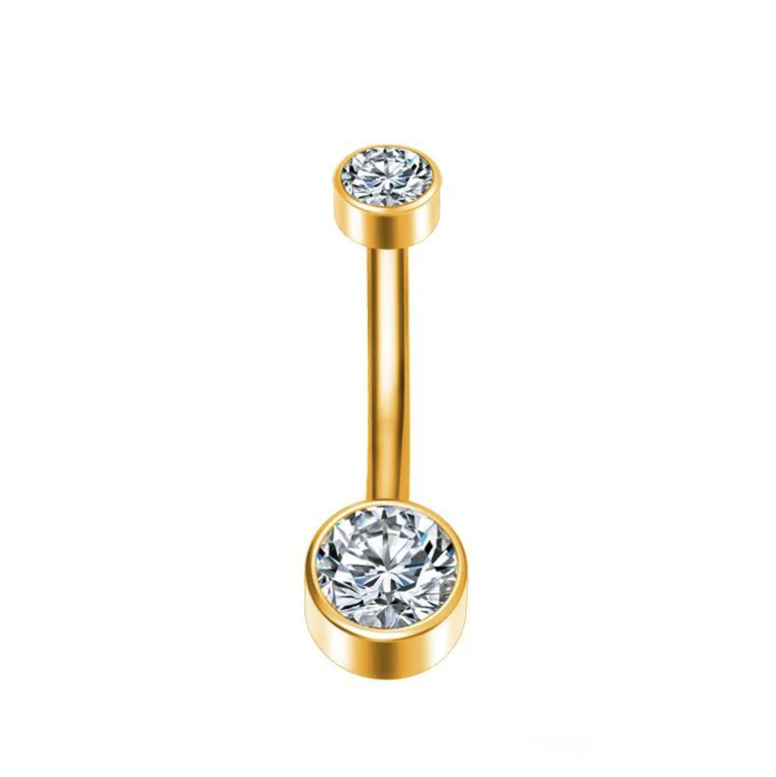 Bauchnabelpiercing Titan G23 goldfarbig mit Kristall-Aufsätzen