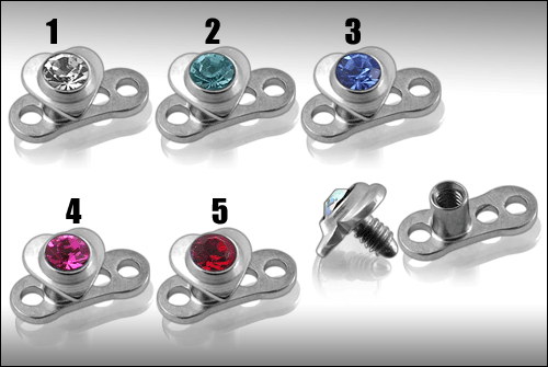der018 Dermal Anchor Microdermal Titan G23 mit 3mm-Kristallherz