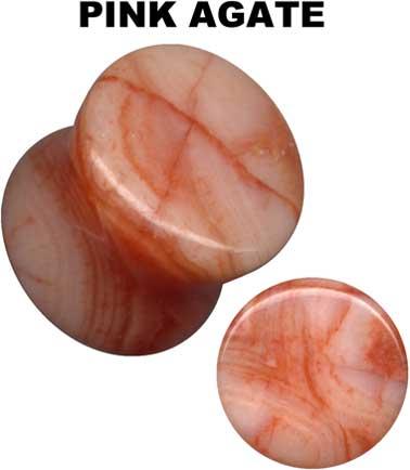 35010 Plug Ohr Piercing aus Achat Pink Naturstein