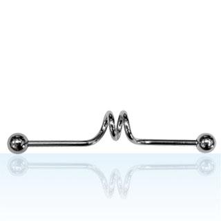 bdc14_1 Industrial Piercing Spirale Kugeln Stahl 1,6 x 40 Barbell Ohr Schmuck