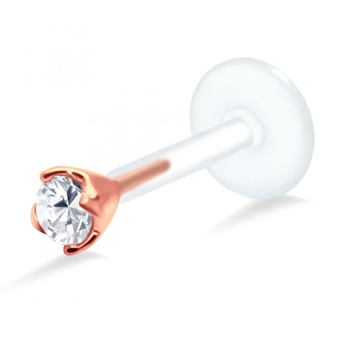 PTFE Tragus Labret Kristallblume silber schwarz goldfarbig roségoldfarbig