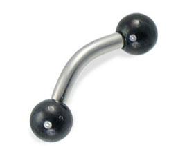3210_4 Piercing Banane farbige Kugeln Chirurgenstahl 1,2 / 1,6 mm