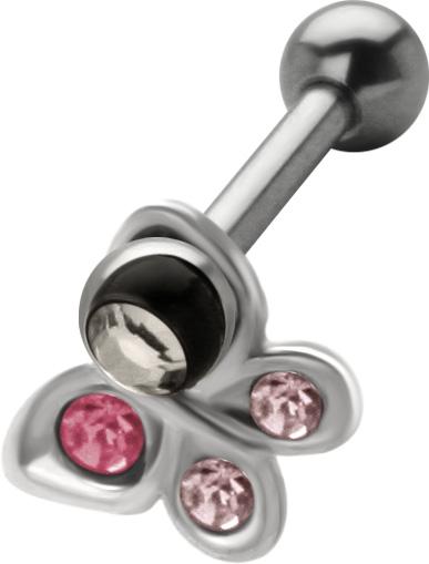 Helix Tragus Schmetterling Pink Anhänger Barbell Stahl Ohr Piercing