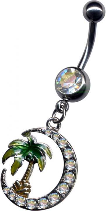 12132 Bauchnabelpiercing mit Kristallpalme Stahl Banane