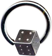 14147 BCR Piercing Ring 5mm Würfel Stahl Klemmring Klemmkugelring
