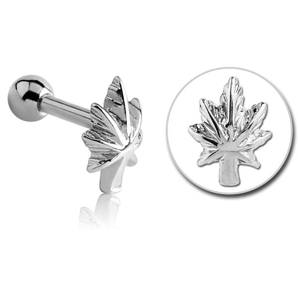 Tragus Helix Hanfblatt Ohr Piercing Stahl Chirurgenstahl Cannabis