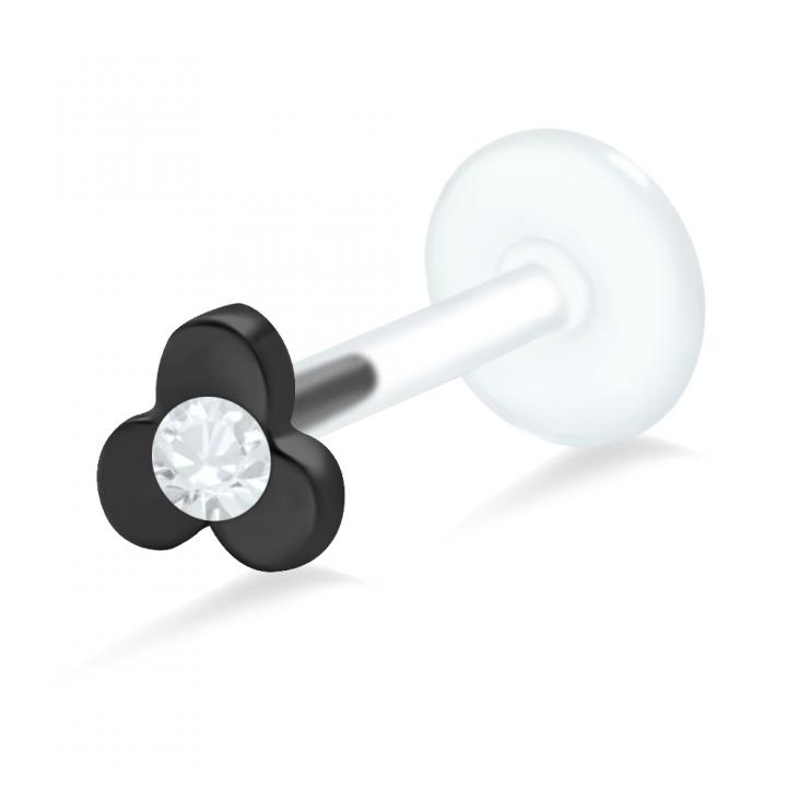 PTFE Tragus Labret Kristallblume silber schwarz goldfarbig roségoldfarbig