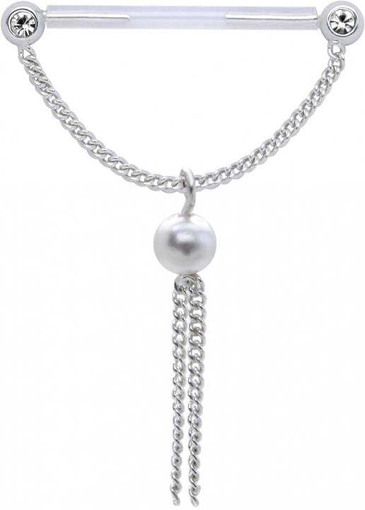 Brustwarzenpiercing PMFK Kette mit Perle Barbell Nippel Piercing