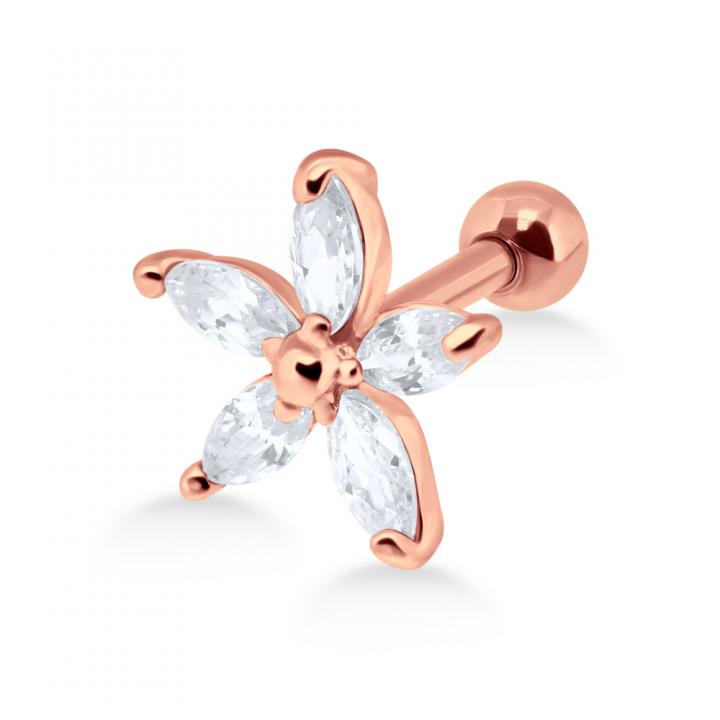 Helix Tragus Piercing Kristallblume silberfarbig goldfarbig roségoldfarbig