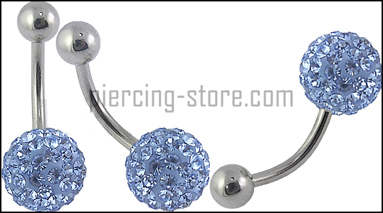 Bauchnabelpiercing Multi Kristall Kugel Hellblau Stahl Banane