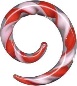 p3857_3 Piercing Dehnungssichel Glas transparent/weiss/rot Expander Claw