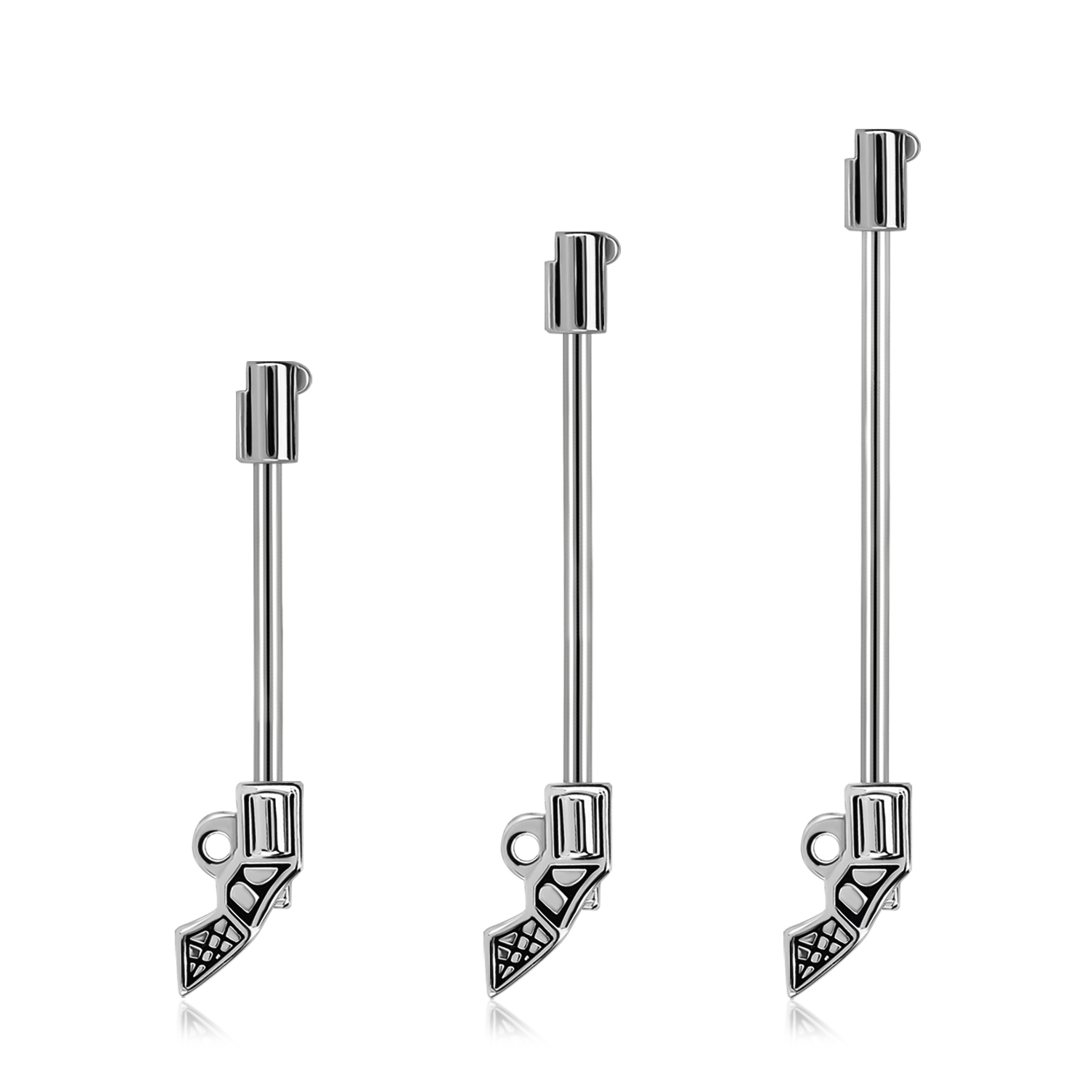 Industrial Barbell Chirurgenstahl mit Motiv Gewehr