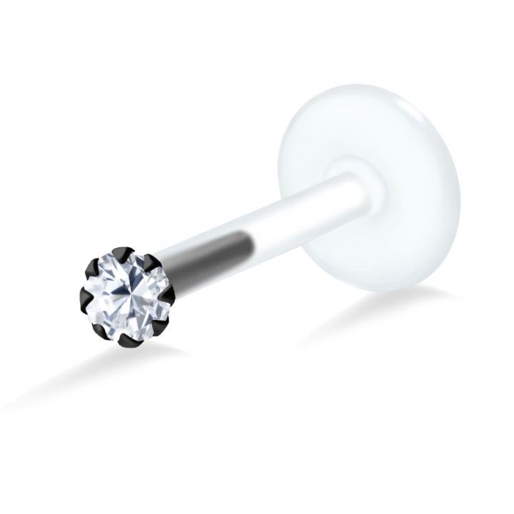 PTFE Tragus Labret Kristalldesign silber schwarz goldfarbig roségoldfarbig