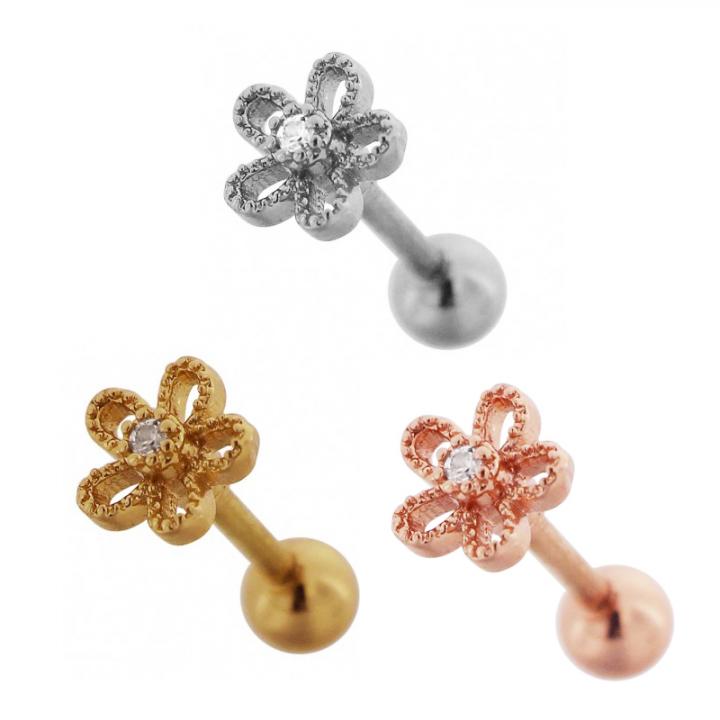 Helix Tragus Piercing Kristallblume silberfarbig goldfarbig roségoldfarbig