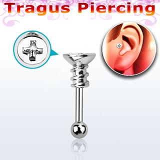 Helix Tragus Piercing Schraubenkopf Barbell 1.2mm x 6mm