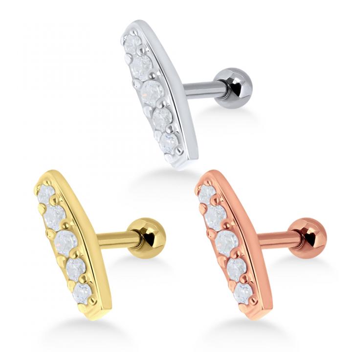 Helix Tragus Piercing Kristalldesign silberfarbig goldfarbig roségoldfarbig