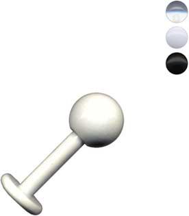 33044 Bioplastic Piercing Labret Stecker UV-Acryl Kugel schwarz klar weiss 1.2mm/1.6mm