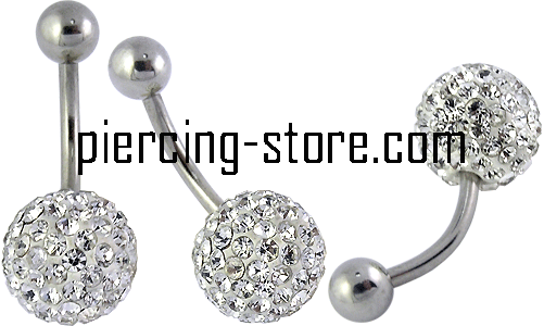 fdbly034_2 Bauchnabelpiercing Crystal 9mm Multi Kristall Kugel Banane